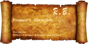 Remmert Benedek névjegykártya